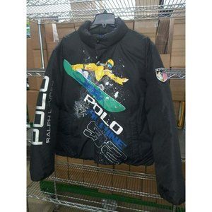 Ralph Lauren Polo Ski Snowboarding Graphic Down Jacket Alpine 92 Black‎ sz L